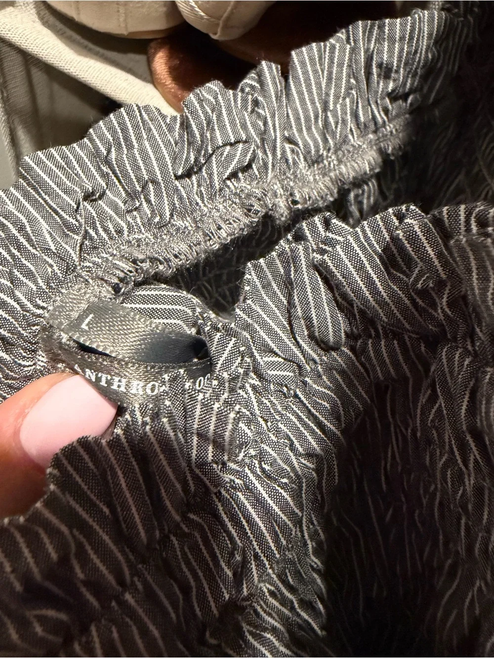 Anthropologie Smocked Strapless Mini bubble Dress in Black and White Stripe - Picture 3 of 3